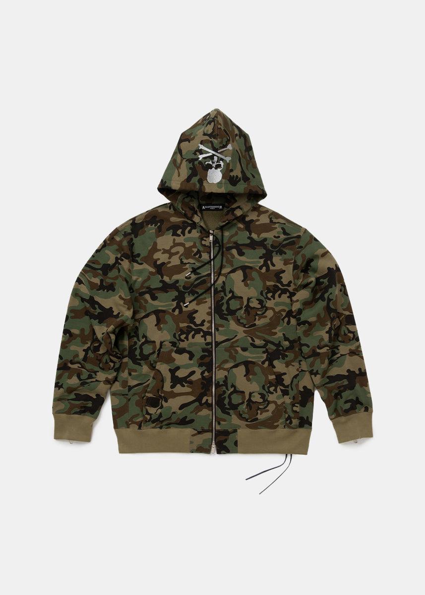 トップス MAZZ black/green camo zipped hoodie BadRhino Big & Tall Dark Green Camo Print Zip Through Hoodie