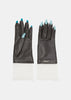 Black Nail-Appliqué Leather Gloves