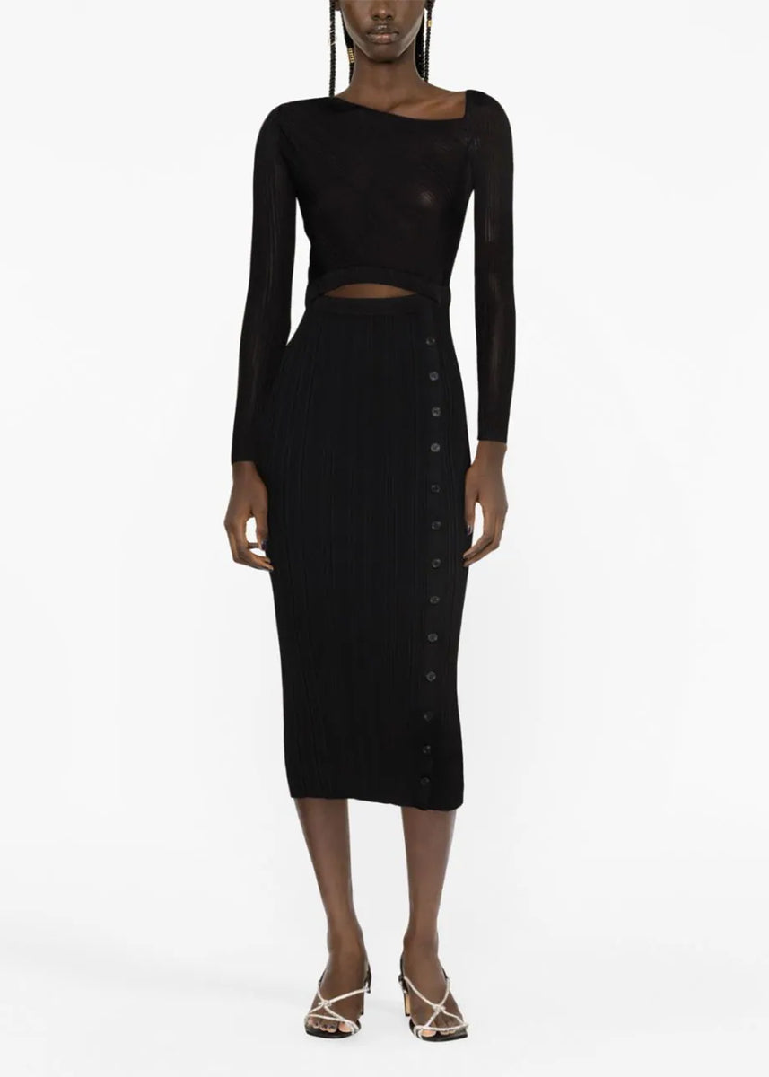 Black Cut-Out Midi Dress