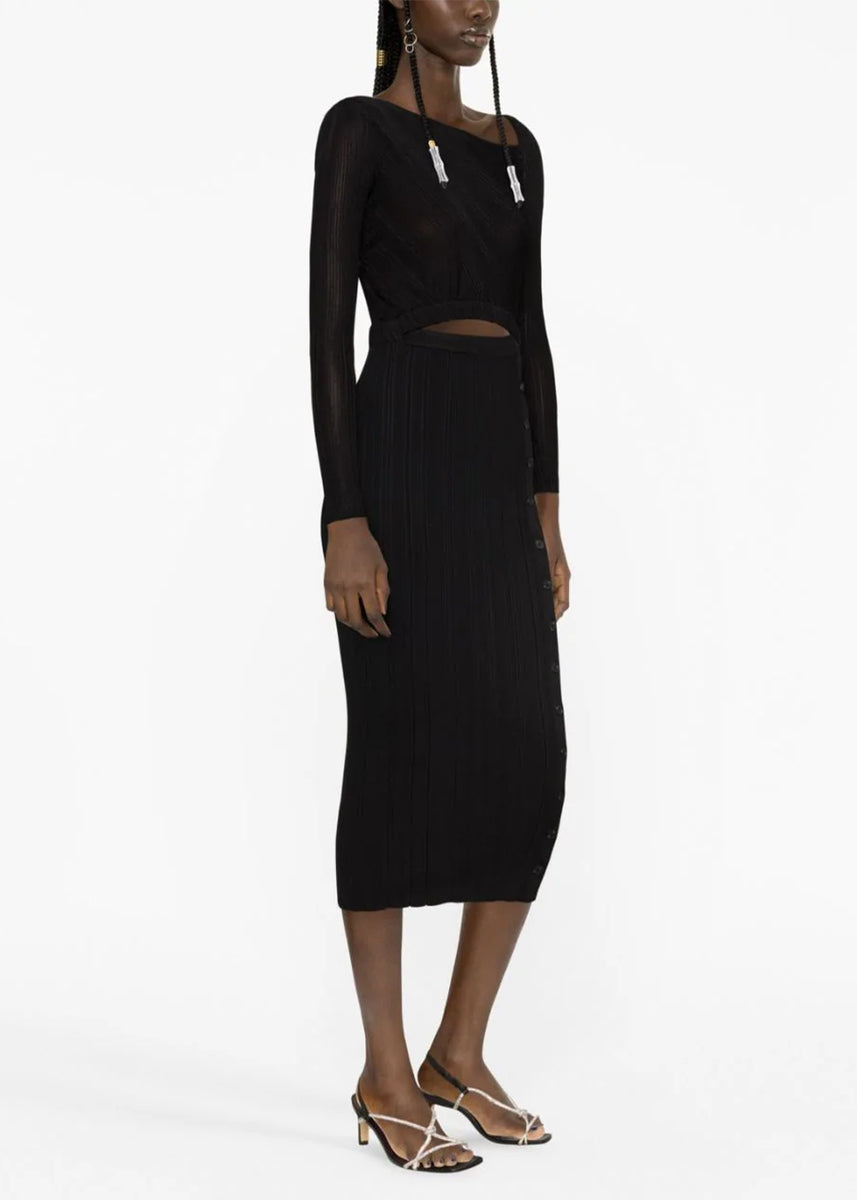Black Cut-Out Midi Dress