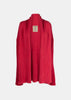 Red Oversized Ribbed Cardigan