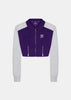 Purple Flat-Collar Zip-Up Cropped Jacket