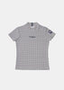 White Pattern Printed Stretch Short Sleeve High Neck T-shirt
