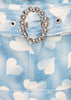 Blue Heart Print Gabardine Mini Skirt