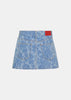 Blue Flower Print Denim Mini Skirt
