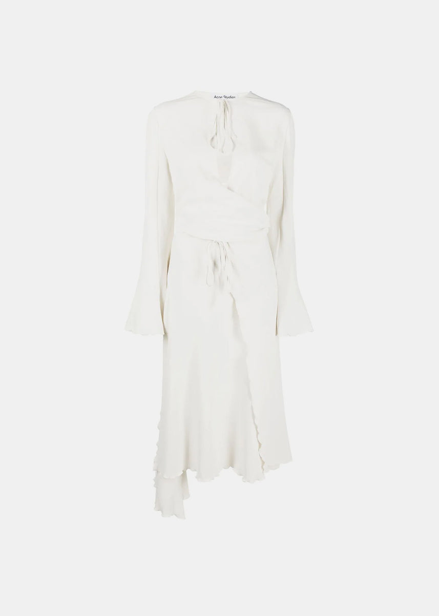 White Asymmetric Wrap Dress