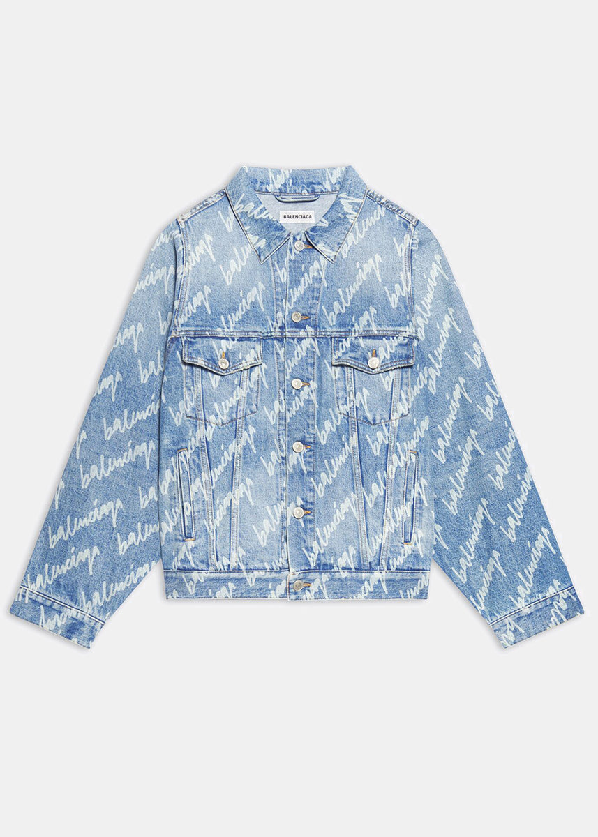 Light Blue Allover Logo Denim Jacket | LEISURE CENTER
