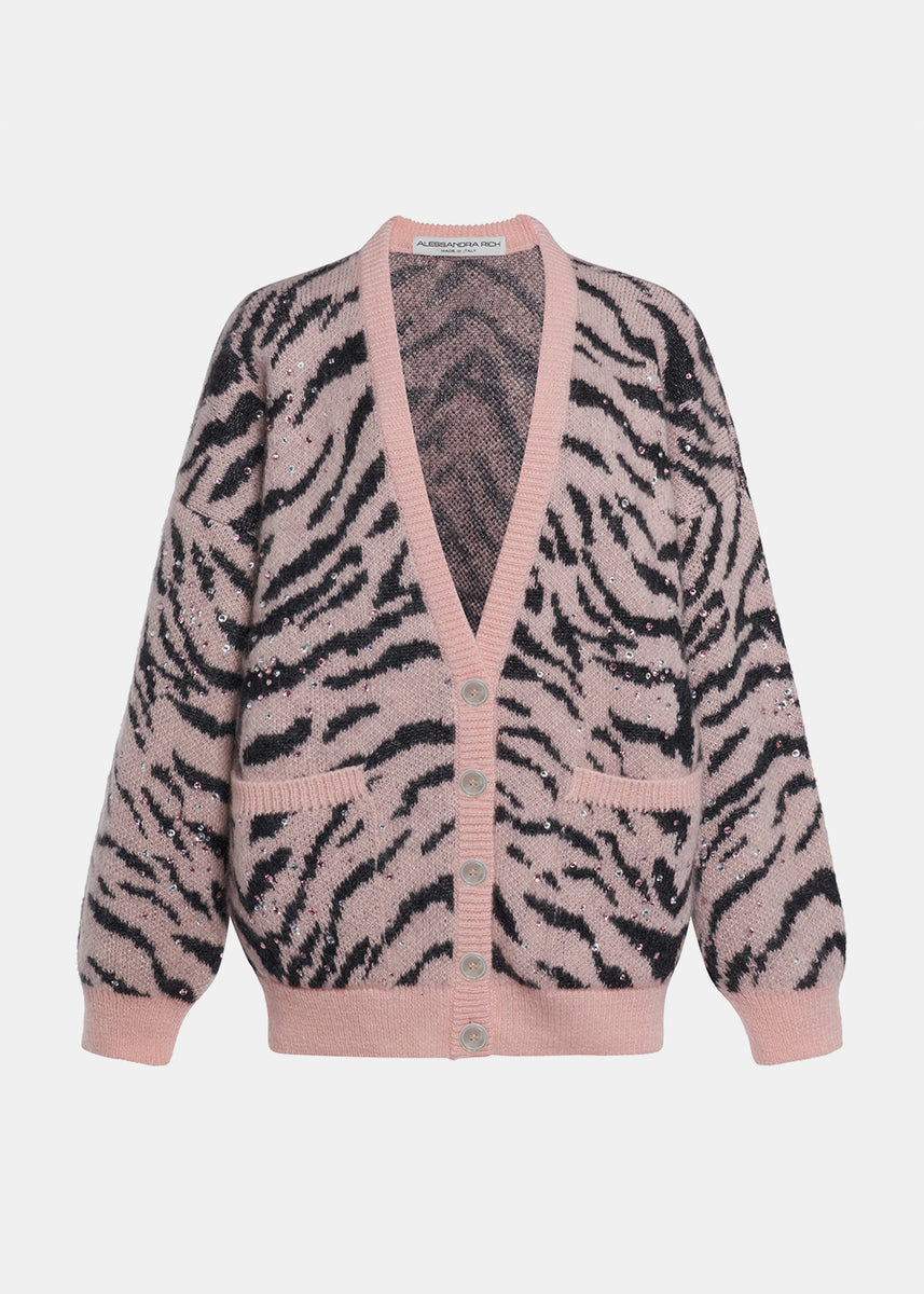 Pink Zebra Pattern Cardigan | LEISURE CENTER