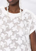 White Floral-Embroidered Mesh T-shirt Dress