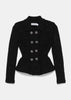 Black Textured Knit Peplum Jacket