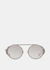 Raw Titanium Round-Frame Gradient-Lenses Sunglasses
