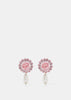 Pink Rose Earrings With Pendant Pearl