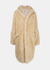 Beige Faux-Fur Single-Breasted Coat