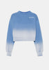 Dip Dye Blue Serif Logo Cropped Crewneck