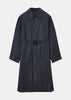 Black Slit Belted Rain Coat