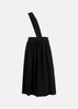 Black Crossover-Strap Wool Midi Skirt