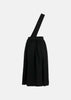 Black Crossover-Strap Wool Midi Skirt