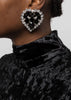 Black/Silver Heart Crystal Earrings