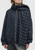 Deep Blue/Black Scarf Zip-Up Hoodie