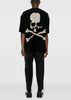 Black Bleached-Skull Velour T-Shirt