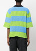 Green/Blue Striped Knitted Polo Shirt