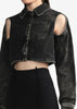 Black Cut-Out Cropped Shirt