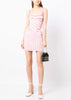 Pink Checked Jacquard Knitted Mini Dress