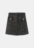 Black Textured Denim Mini Skirt