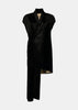 Black Sleeveless Velvet Long Jacket