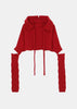 Red Cropped Pullover With Arm Warmer