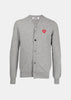 Light Grey & Red Heart Patch Cardigan