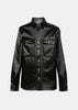 Black Coated Denim Shirt Jacket