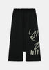 Black Test Drawing-Print Wool Cropped Trousers