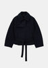 Black Short Asymmetrical Bathrobe Coat