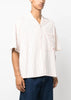 White Pinstripe Short-Sleeve Shirt