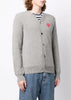 Light Grey & Red Heart Patch Cardigan