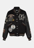 Silent Black Curvilinear Varsity Jacket