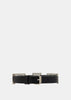 Black Leather Choker With Crystal Buckles