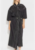 Black Embroidered Asymmetrical Shirt Dress