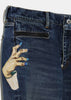 Indigo Bead Embroidered Denim Jeans