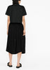 Black Topstitched Midi Skirt