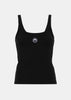 Black Crescent Moon-Embroidered Tank Top