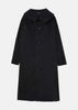 Black Long-Collar Cotton Single-Breasted Coat