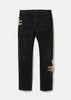Black Bead Embroidered Denim Jeans