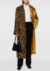 Mustard/Gold Buttoned Jacquard Velvet Long Coat