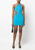 Blue Ribbed Jersey Mini Dress