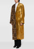 Mustard/Gold Buttoned Jacquard Velvet Long Coat