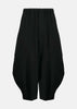 Black Elasticated-Waist Tapered Cropped Trousers
