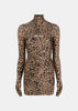 Leopard-Print Gloved Mini Dress