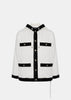 White & Black Hooded Tweed Jacket